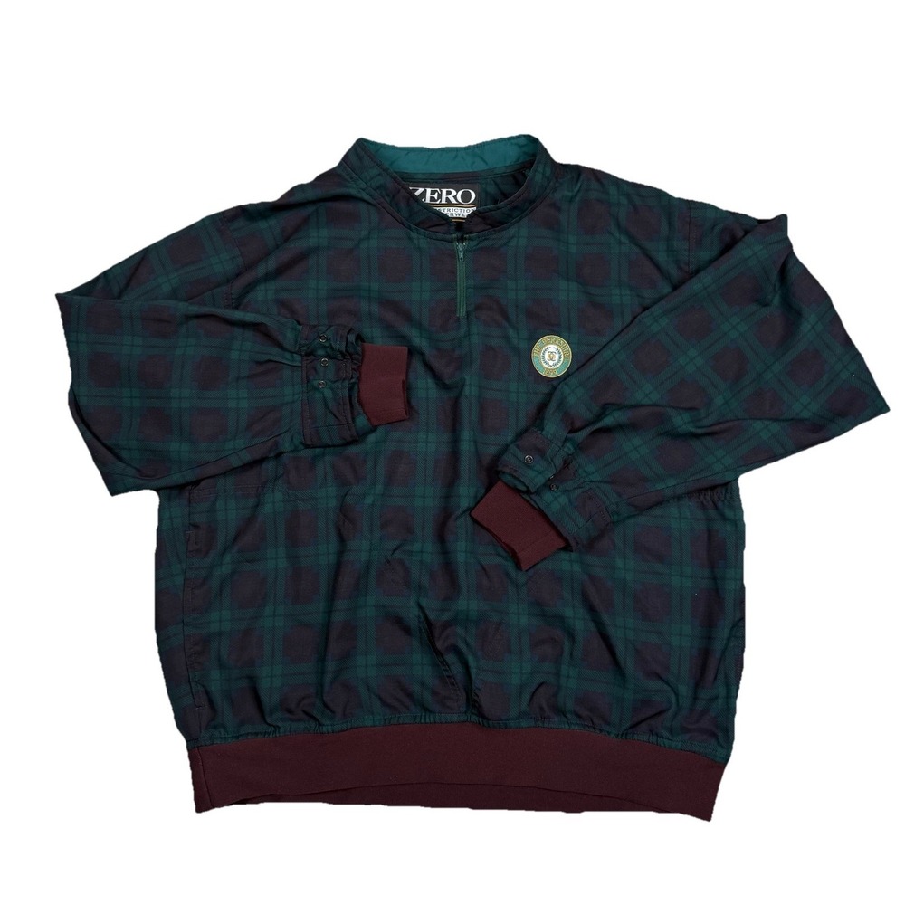 Zero Restriction Women's Golf Pullover 1/4 Zip Large Green Plaid Windbreaker